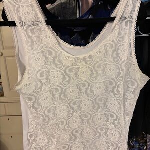 Elegant Lace White Tank Top